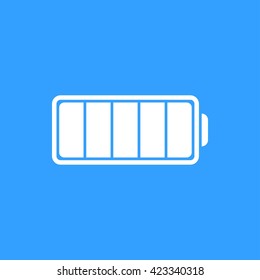 Battery    vector icon. White  Illustration isolated on blue  background for graphic and web design.