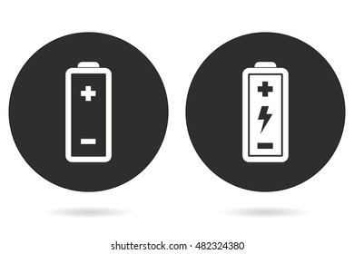 Battery vector icon. White illustration isolated on black background for graphic and web design.