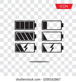 Battery vector icon,battery icon set vector isolated on transparent background.