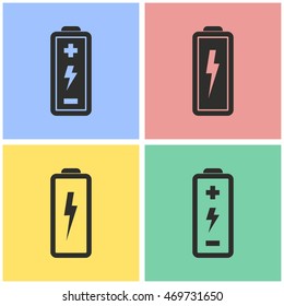 Battery vector icons set. Illustration isolated for graphic and web design.