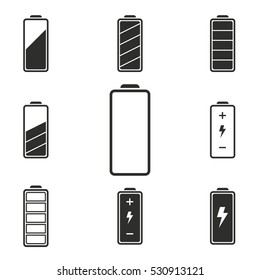 Battery vector icons set. Illustration isolated for graphic and web design.