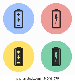 Battery vector icons set. Illustration isolated for graphic and web design.