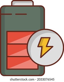 battery Vector illustration on a transparent background. Premium quality symbols. Vector Line Flat color  icon for concept and graphic design.