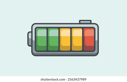 Battery vector illustration of torch battery with full charge, Full energy power supply battery icon in vector eps by charging full load overcharged.