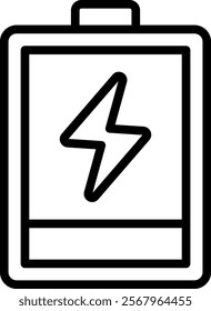 Battery Vector Lineal Icon On White Background.