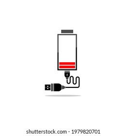 battery vector low charge, red, battery icon