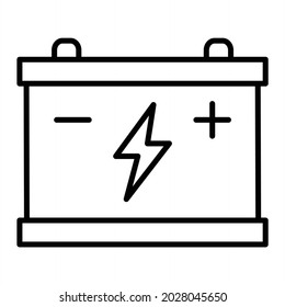 Battery Vector Outline Icon Isolated On White Background
