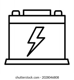 Battery Vector Outline Icon Isolated On White Background
