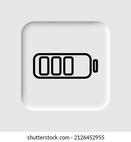 Battery vector simple icon. Flat desing. Neumorphism design.ai