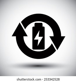 Battery vector simplistic symbol charge indicator icon. 