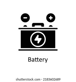 Battery vector Solid Icon Design illustration on White background. EPS 10 File 
