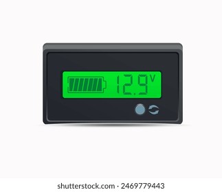 Battery voltage tester meter on white background. Vector illustration