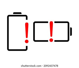 Icono de alerta de advertencia de batería. Vector de ilustración