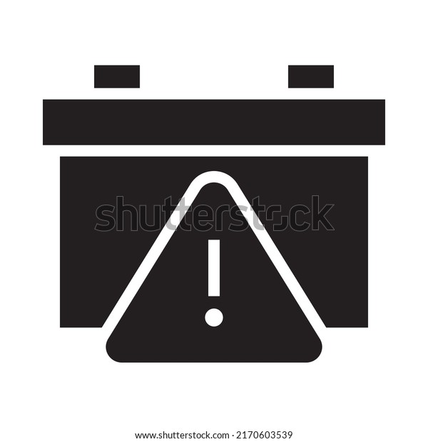 Battery warning icon. Glyph style. Vector.\
Isolate on white\
background.