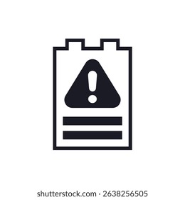 battery warning icon, pictogram on white