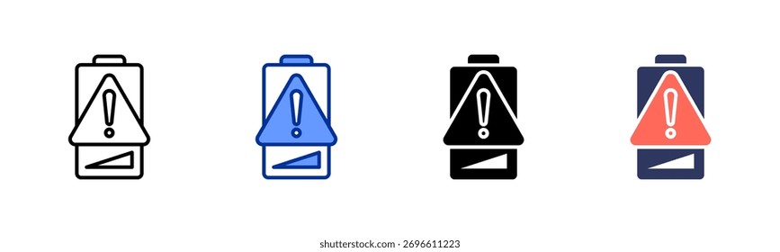 Conjunto de vários estilos da folha de ícone Aviso da Bateria
