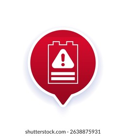 battery warning icon, vector pictogram design
