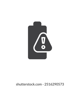 Bateria com um ícone de vetor de sinal de aviso. sinal plano preenchido para conceito móvel e web design. Ícone de glifo de Sobrecarga da Bateria. Símbolo, ilustração de logotipo. Gráficos vetoriais