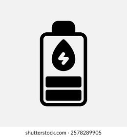 battery water energy icon Semi solid, free energy, ecology, renewable and green energy concept. Black and semi solid icon.