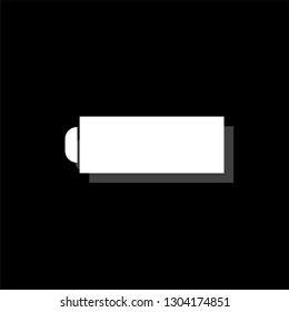 Battery. White flat simple icon with shadow