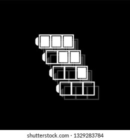 Battery. White flat simple icon with shadow