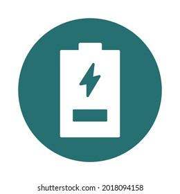 Glifo blanco de la batería con icono del vector de fondo de color que puede modificar o editar fácilmente 