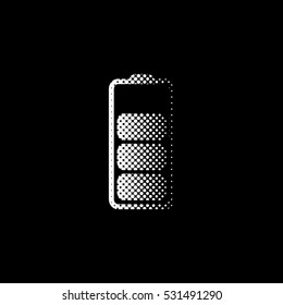 Battery - white vector icon;  halftone illustration