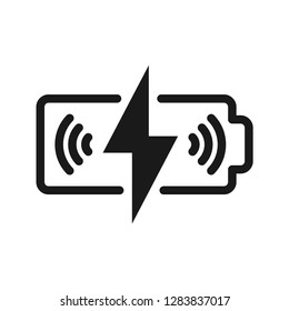 Battery Wireless Charge Icon. Stroke outline style. Line vector. Isolate on white background.