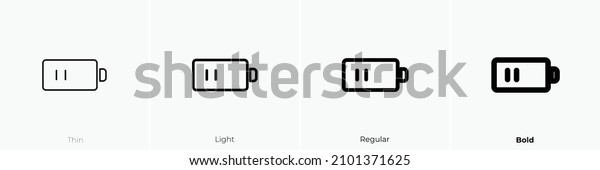 battery working icon. Thin, Light\
Regular And Bold style design isolated on white\
background