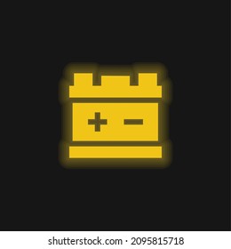 Battery yellow glowing neon icon