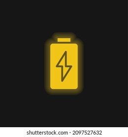 Battery yellow glowing neon icon