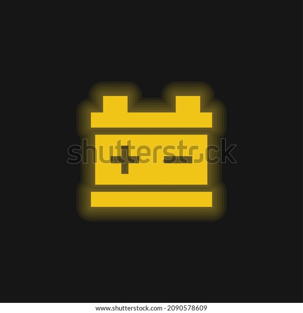 Battery yellow glowing neon\
icon