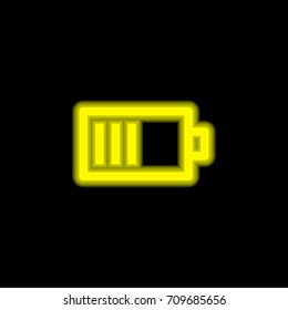 Battery yellow glowing neon ui ux icon. Glowing sign logo vector