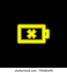 Battery yellow glowing neon ui ux icon. Glowing sign logo vector