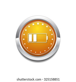 Battery Yellow Vector Icon Button