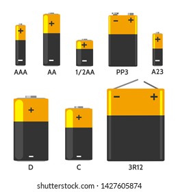 Batterys components. Alkaline or lithium cadmium batterie set, vector chemical electronics technologies battery icons