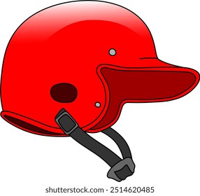 Batting Red Helmet Softball vector illustration