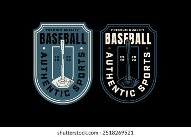 batting tee stand set training baseball retro vintage logo vector design collection set for baseball sport club, tournament, t shirt, merchandise designs