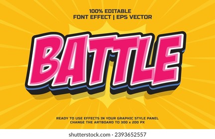 Efecto de estilo de texto vectorial editable 3d de batalla