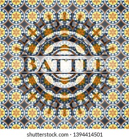 Battle arabic style badge. Arabesque decoration.
