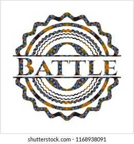 Battle arabic style emblem. Arabesque decoration.