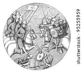 Battle of Ascalon (1099) / illustration from Meyers Konversations-Lexikon 1897
