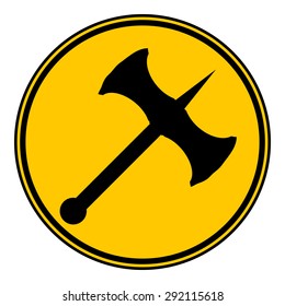 Battle ax button on white background. Vector illustration.