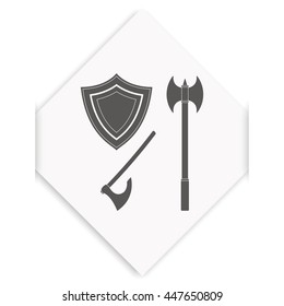 Battle ax and shield icon.