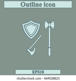 Battle ax and shield icon.
