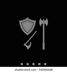 Battle ax and shield icon.