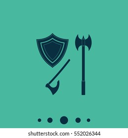 Battle ax and shield icon.