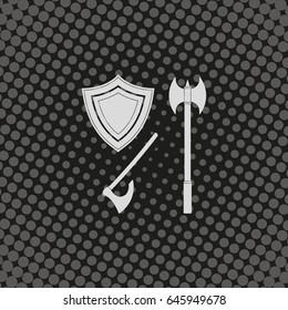 Battle ax and shield icon.