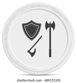 Battle ax and shield icon.