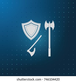 Battle ax and shield icon.